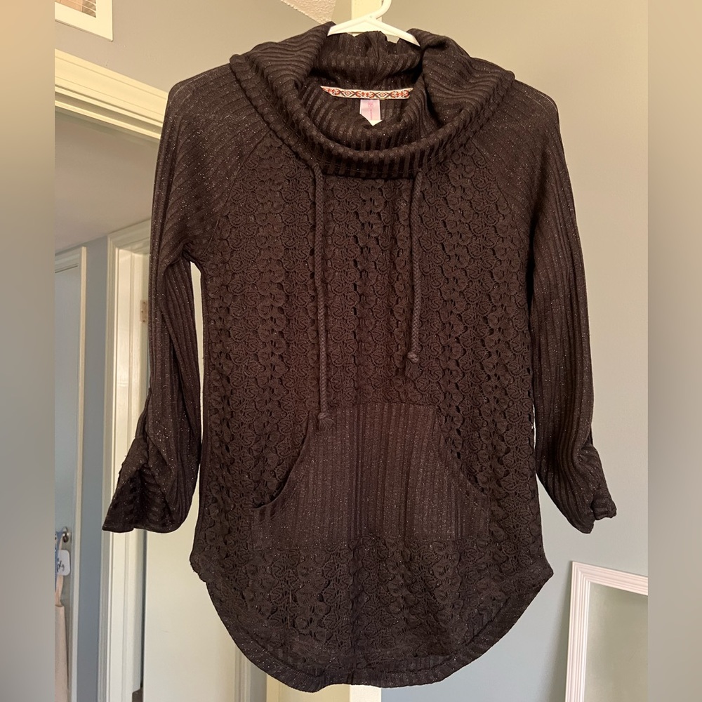 Black sweater with lace detail